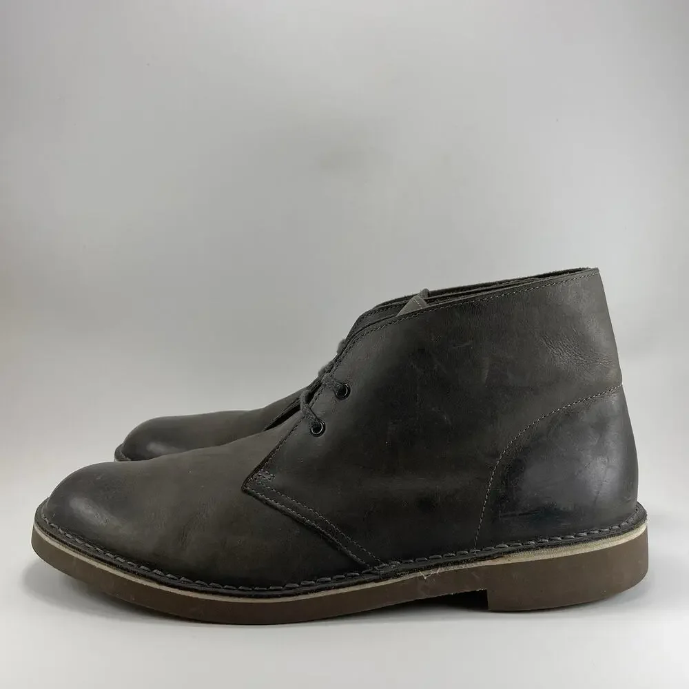 Clarks Bushacre 2 Gray Distressed Leather Chukka Boot Men's Size 11.5 Brown